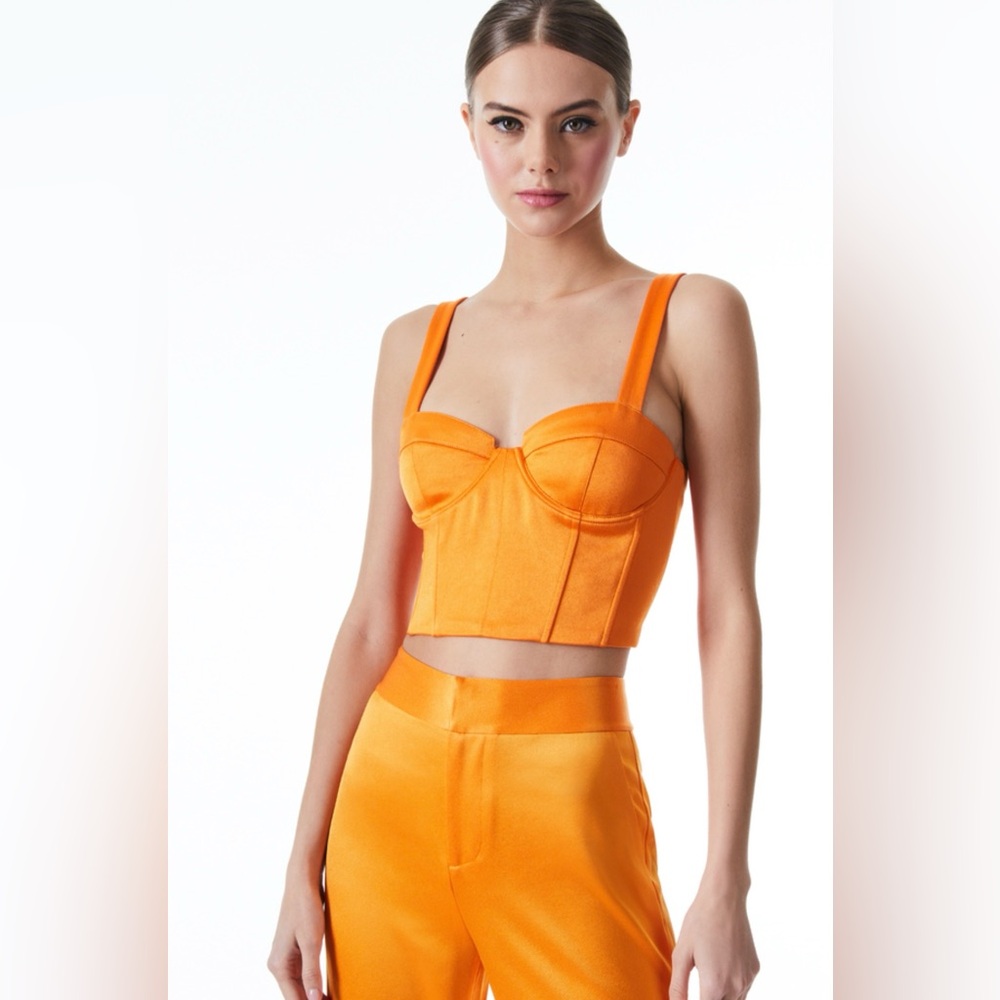 Alice + Olivia Tangerine Bustier Crop Top